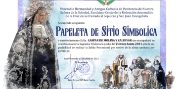 Soledad dará una papeleta de sitio simbólica por los aportes voluntarios para el sostenimiento de la hermandad