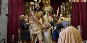 Columna, Lágrimas, sayones y San Pedro completan el altar extraordinario del Domingo de Ramos