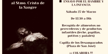 El sábado durante la veneración al Cristo de la Sangre sus cargadores recogerán alimentos no perecederos y para bebés