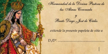 Una pintura de Antonio Luque sirve para ilustrar la papeleta de sitio de la Divina Pastora