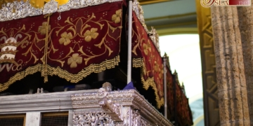 Así llegaba el palio de la Virgen de los Dolores de Nazareno a la Iglesia Mayor
