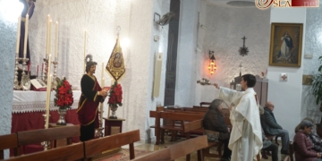 En San José Artesano los cofrades del Prendimiento celebraron una eucaristía en honor de San Juan Evangelista