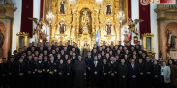 Los guardiamarinas de Elcano se despidieron de la Patrona de la Armada antes de iniciar el XCVI crucero de instrucción