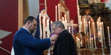 El Triduo de Columna arranca con el reconocimiento a los hermanos que cumplen 25 y 50 años en su nómina