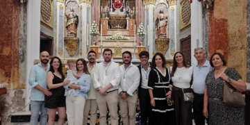 El grupo de devotos de San Fernando participó de la misa de las peñas de la Virgen de los Santos de Alcalá