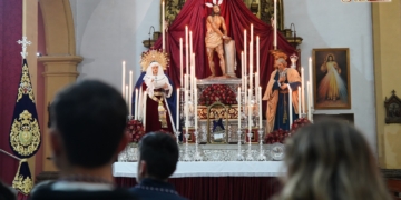 En la Hermandad de Columna se inició ayer el Triduo al Señor Atado y Flagelado a la Columna