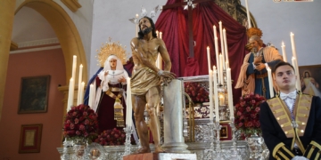 Jesús Atado y Flagelado a la Columna en Besapiés hoy en la Iglesia Mayor