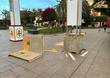 Destrozan parte del arco instalado para la procesión de San José