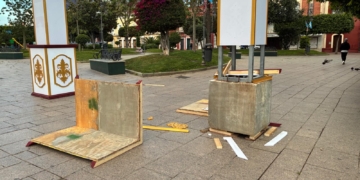 Destrozan parte del arco instalado para la procesión de San José