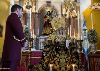 La Virgen de los Dolores en Besamano durante toda la jornada de hoy en la Iglesia Mayor