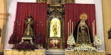 Jesús Cautivo y Trinidad escoltan a la Virgen del Rosario en la previa del Pontifical