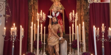Jesús Atado y Flagelado a la Columna en Besamanos por el 125 aniversario de su bendición