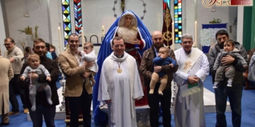 Buen Fin en el centro de San José Artesano para bendecir a los niños recién bautizados