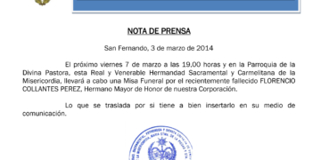 Misericordia oficiará el viernes una misa funeral por el alma de Florencio Collantes