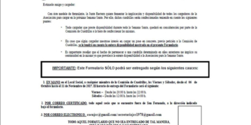 Los socios de la JCC tendrán hasta el 11 de noviembre para entregar el formulario de 2018
