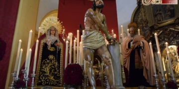 Jesús Atado y Flagelado a la Columna en Besapié durante toda la jornada de hoy