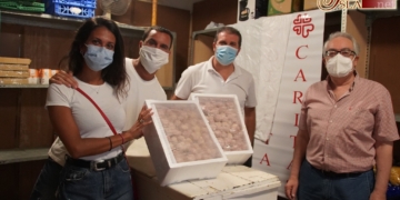 La carnicería de Mariló Amores dona 50 kilos de albóndigas a Cáritas de la Iglesia Mayor
