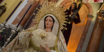 La Virgen de los Dolores expuesta hoy a la veneración en forma de ofrenda floral