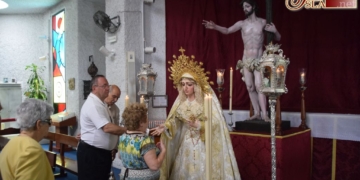 La Virgen de la Victoria en Besamano con motivo de la Pascua del enfermo