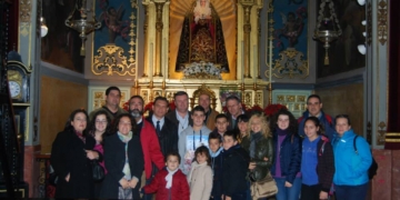 Los cofrades de los Ángeles fueron recibidos por la hermandad homónima sevillana