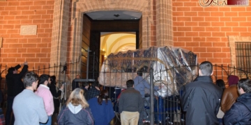 Los pasos de la Hermandad de Columna se encuentran desde anoche en la Iglesia Mayor