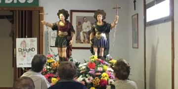 La lluvia reduce a una misa en el Buen Pastor la jornada de la Romería del Cerro