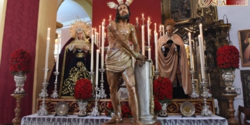 Jesús Atado y Flagelado a la Columna expuesto en Besapié durante todo el día de hoy