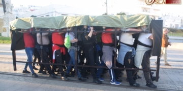 La cuadrilla de la Virgen de las Penas se prepara para un nuevo Domingo de Ramos