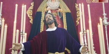 El Señor de la Oración en el Huerto en Besapié desde esta mañana en la Iglesia de la Pastora